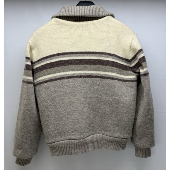 Vintage OUTDOOR EXCHANGE Wool Blend Sherpa Lined Cardigan Sweater Jacket Large - Picture 3 of 13